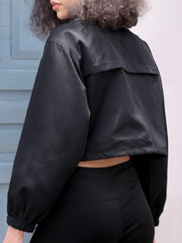 Womens Cropped Bomber Jacket Zip Up Lightweight Utility Anorak Coat with Pockets Women Fall Trendy Jackets4