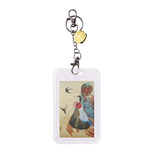 Manchon de carte avec badge insigne hirondelles style antique chinois protecteur rigide jaune