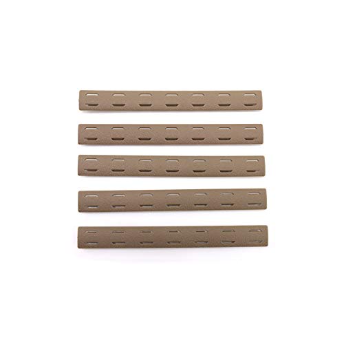 TRIROCK 5-Pack TAN/FDE Heat Resistant Non-Slip M-LOK Handguard Protector Rubber Rail Cover Fits MLOK Cutout Picatinny Rail Cover