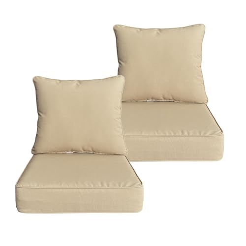 22x24 inch outdoor/indoor deep seat cushion set (2) beige