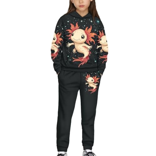 Girls Track Suit with Hoodies and Jogging Sweatpants Casual Cute Matching Sweat Set 5-12Y