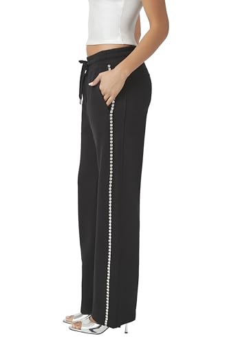 Forever 21 Women's French Terry Rhinestone Wide-Leg Pants3
