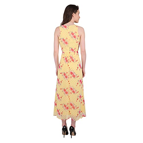 Image of MARC LOUIS 2529 Lemon Maxi Dress | Printed Long Strap Dress for Women & Girls