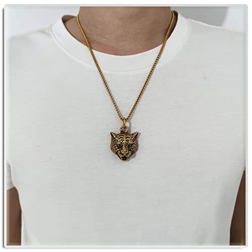 Xusamss Punk Rock Stainless Steel Animal Tiger Head Tag Pendant Charm Necklace2