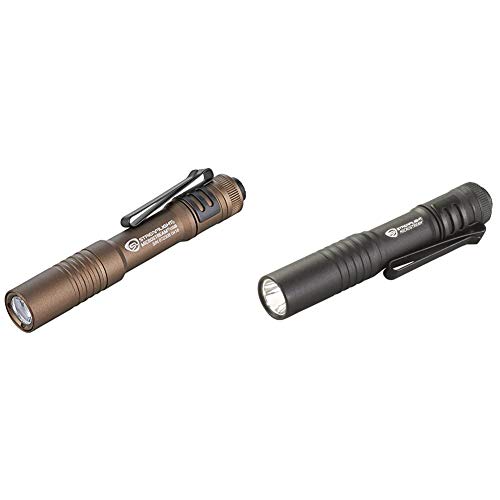 Streamlight 66608 250 Lumen Microstream USB Rechargeable Flashlight, Coyote & MicroStream Ultra-Compact Aluminum Body with AAA Alkaline Battery, 3.5 Inch - 1.04 oz - 45 Lumens - 66318, Black