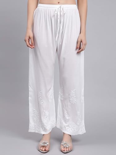 Image of Seva Chikan Hand Embroidered Lucknowi Chikankari Modal Kurta and Palazzo Set SCL8023