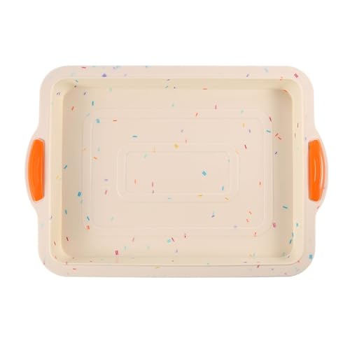 MoSundi Molde cuadrado de silicona para tartas de 11 x 8.3 pulgadas, bandeja antiadherente para hornear mousse de pan brownie, gris G beige