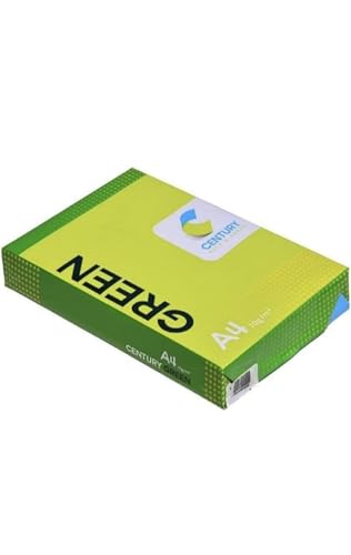 Image of Century PACKWELL Green A4 Size Sheet 70 GSM Blank (Unruled) White Copier Printer Xerox Multipurpose Paper in bulk - Pack of 5 Reams (5 x 500 Sheets)