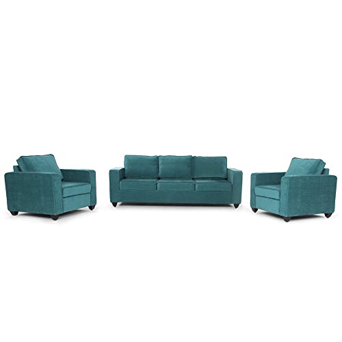 Image of Wakefit Sofa Set | 3 Year Warranty | Sofa 5 Seater, 5 Seater Sofa for Living Room, Wooden Sofa Set, Sofa Set 3+1+1 Seater - Napper(Malphino : Malibu Green)