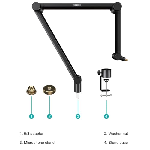 Image of Kadence NB49-BK Touring Series Professional Mic Boom Arm | Internal Spring Design & Clean Cable Management | 360 Adjustable Desk Mount | For Streaming, Podcasting & Studio Setup | Black