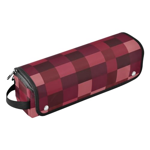 Maletín 2 en 1 para rizadores con tapete resistente al calor y bolsa para planchas, rizadores y alaciadores, color rojo burdeos para mujeres