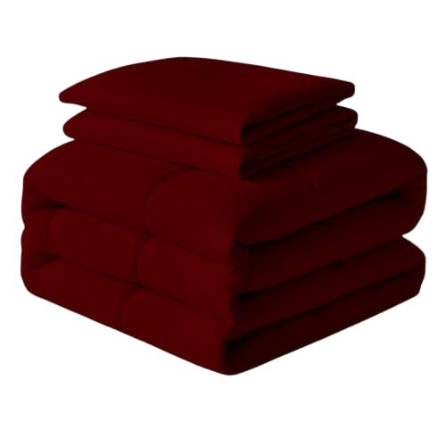 Future Stick Enterprises- stay true to you Egyptian Cotton Oversized Queen Size Comforter Sets - Burgundy Color, Soft Lightweight Bed Set, All Season Gray Bedding Sets - 1 Comforter & 2 Pillow case Deal