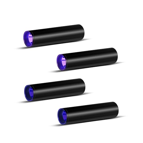 4 Pack UV Flashlight 365nm & 395nm uv Light, Mini Powerful Rechargeable Black Light, Type-C USB LED Ultraviolet Flashlights Pet Urine Detector light for Resin Curing, Uranium Glass, Rocks, Scorpion