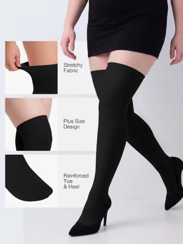 Image of Apoway 6 Pairs Plus Size Thigh High Socks Warm Thigh High Stockings Over the Knee Socks for Women, L-XXL