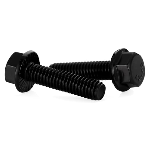 Image of Mellewell 5 /16-18 x 1-3 /4 inch Flanged Hex Head Bolts Flange Hexagon Screws, Stainless Steel A2 Black Finish, DIN 6921, 10 PCS