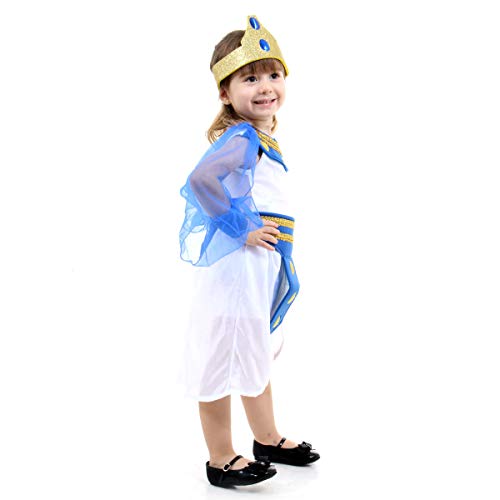 Sulamericana Fantasias Egípcia Infantil , P 3/4 Anos, Branco/Azul