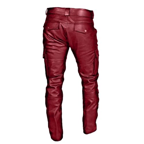 evzosrz Men's Faux Leather Pants Motorcycle Slim Fit Goth Steampunk Pants Sports Street Fall Winter Fashion Trousers3