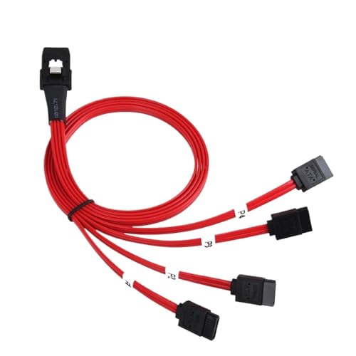 Cable SFF-8087 a 4 SATA 7P Rojo 0.5 m miniatura 4