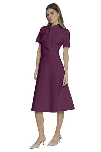Image of Maggy London Women's Crepe Fabric Flight Attendant Bow Neck Tie Short Sleeve A-line