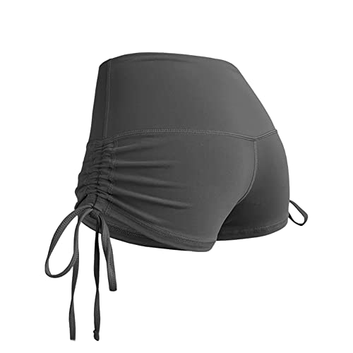 HOTIAN ショートパンツ レディース ショートレギンス 通気 吸汗 速乾 ホットパンツ ヨガ短パン スポーツ ヒップアップ 美尻 ランニング トレーニング（A74-グレー・XXL）