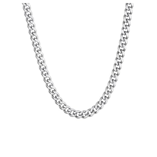 ChainsHouse einzigartige silbere Halskette aus Edelstahl 6mm Breit 66cm Länge Biker kette für Jungen und Männer
