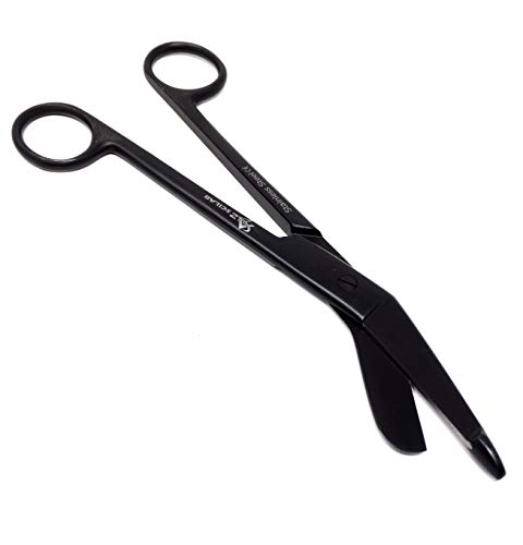 Premium Quality Nurse Doctor Medical Lister Bandage Trauma Shears Scissors Heavy Duty (A2ZSCILAB) (Full Black 7.25