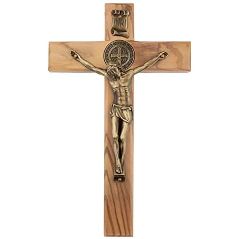 Wooden Wall Cross with Saint Benedict Medal Cover