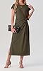 GRECERELLE Women's Summer Midi Dress with Tie Waist Casual Short Sleeve A-Line Flowy Dresses for Women UK (Army Green, XL) #2