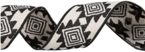 Black and White Aztec Wired Edge Ribbon - 2 1/2" Inches Craft DIY Projects 15'