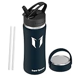 Super Sparrow PajaBotella de Agua Acero Inoxidable - 500ml, Boca Ancha Termo con paja, Sin BPA Free, Botellas Termica Reutilizable Frascos Térmicos para Niños & Adultos, Deporte, Oficina, Ciclismo