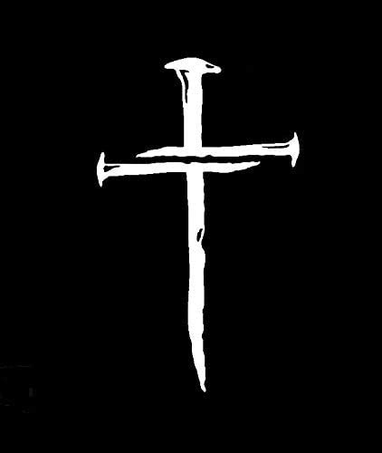 Image of Nail Cross Christian Faith Vinyl Decal Sticker Car Window Laptop Truck Bumper Waterproof - White