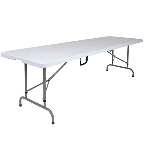 Flash Furniture 8-Foot Height Adjustable Bi-Fold Granite White Plastic Banquet and Event Folding