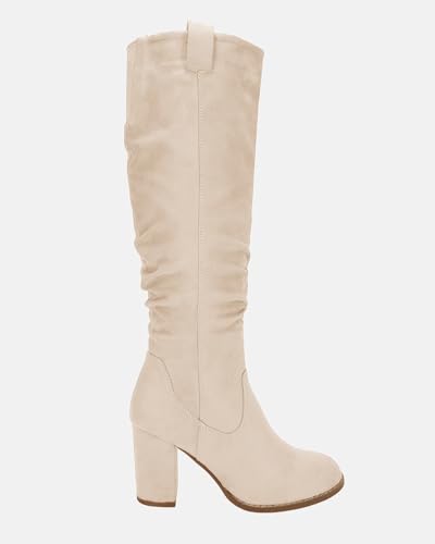 Juliet Holy Women's Knee High Boots Chunky Block Heel Wide Calf Round Toe Side Zipper Fashion Dress Boot2