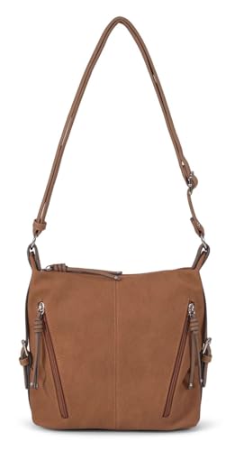 TOM TAILOR Caia dam axelväska crossbody bag medelstor blå, konjak, 26x12x26