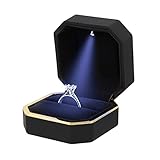 Naimo Engagement Ring LED Light Ring Box Jewelry Gift Box (Black square)