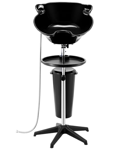 VEVOR Portable Shampoo Bowl, Deep Shampoo Sink for Washing Hair with Adjustable Height and Angle...