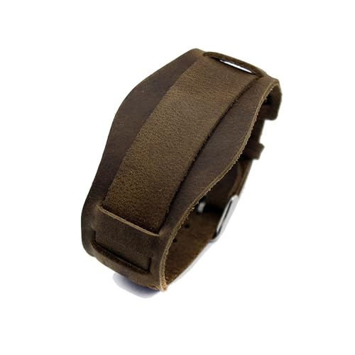 G1045 - soft thin handmade leather watch strap with bund pad unstitched 20 mm 22 mm lugs retro style design