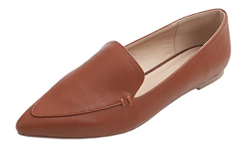 Image of FEVERSOLE Women's Loafer Flat Pointed Fashion Slip On Comfort Driving Office Shoes