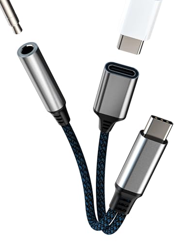 USB-C to 3.5mm�w�b�h�t�H���[�d�A�_�v�^�[�i2in1�j�Ή�iPhone15 Pro Max Plus �Ή�iPad Air Mini AUX�I�[�f�B�IDAC�W���b�N �Ή�Samsung Galaxy S23 Note 20�Ή�