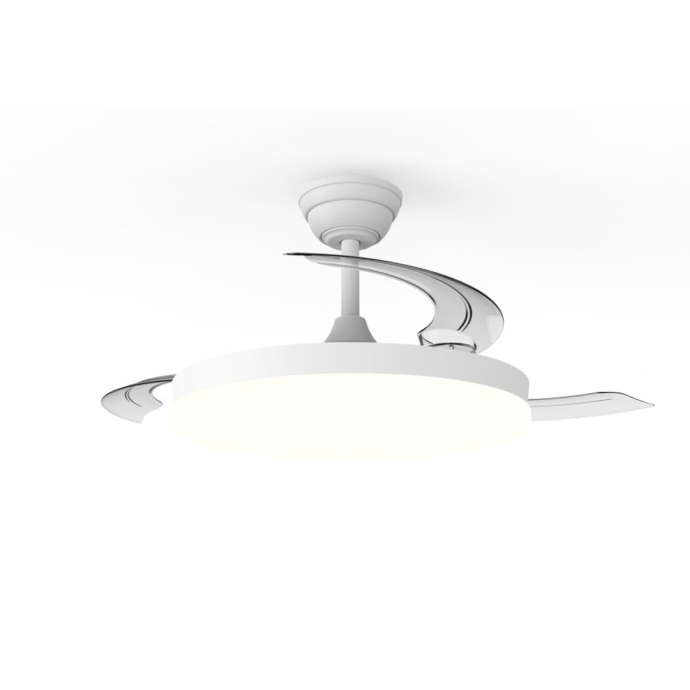 wonderlamp - Ventilador de Techo ultra silencioso, 7 velocidades, LED Verno Eco Blanco, Aspas Retráctiles, Motor DC, CCT Regulable 3000K-6000K, Mando, Función Noche, Verano Invierno, Ø106 cm