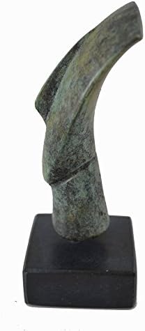 Cycladic bronze head ancient Greek reproduction miniature sculpture on marble