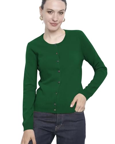 Image of Women's 100% Cashmere Button Front Long Sleeve Cardigan Sweater. Comfort, Luxury, and Insulation, Soft Silky Texture