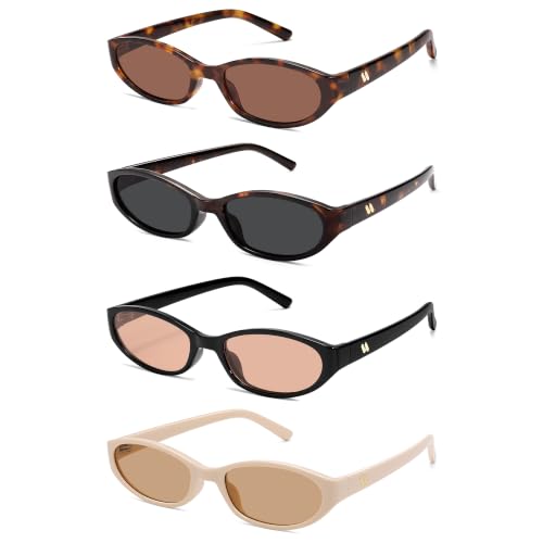 Image of Retro Oval Sunglasses Womens Mens Y2k Trendy Cateye Shades AR82299 | Narrow Round Cute Sunnies,90s 2000s Cool Skinny Frame