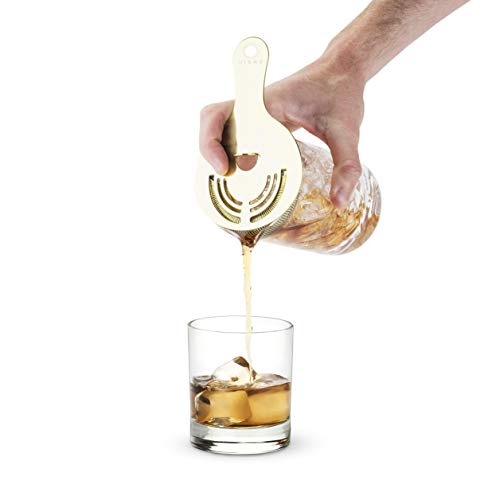 Viski Hawthorne and Bartending Strainer - Stainless Steel Bar Cocktail Strainer for Drinks with Handles, Gold