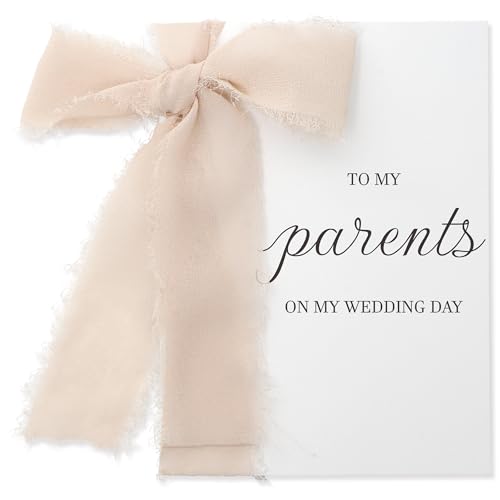 SEEBERY To My Parents on My Wedding Day Card with a Champagne Ribbon -Thank You Gift from Bride and Groom for Mom and Dad, A Wedding Appreciation Card for Father and Mother