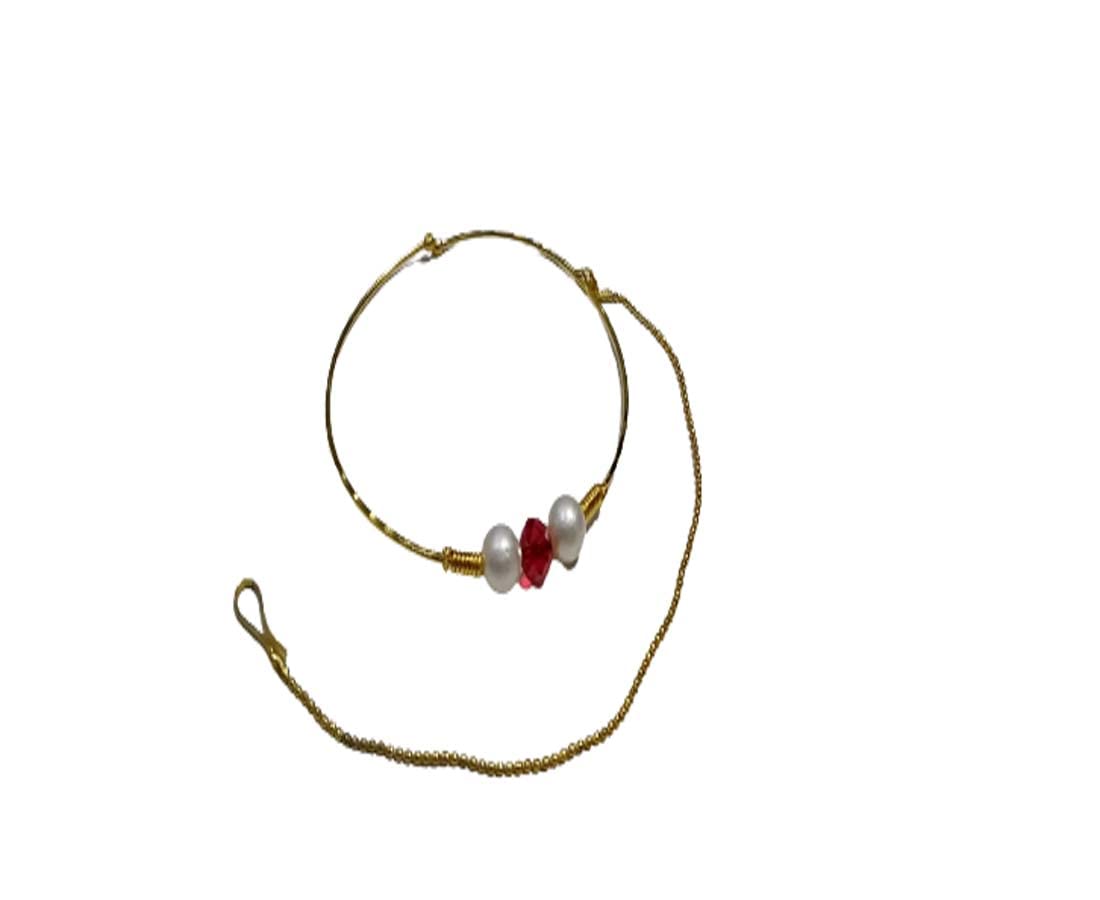 Round Motive Golden Colour Fancy Tana Nose Ring For Women And Girls-image-38