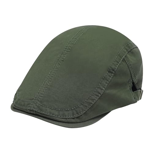 Image of ZLYC Men Cotton Flat Cap Summer Scally Ivy Gatsby Newsboy Beret Driver Cabbie Hunting Hat