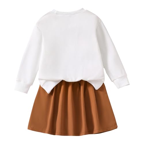 Image of Nivne Tco Toddler Girl Spring Fall Clothes - Fashion Letter Pattern Sweatshirt & Pleated Skirt - 2 Piece Cute Girls Suit