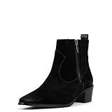 Donald Pliner Women's Banks Western Boot, Black-Suede, 10