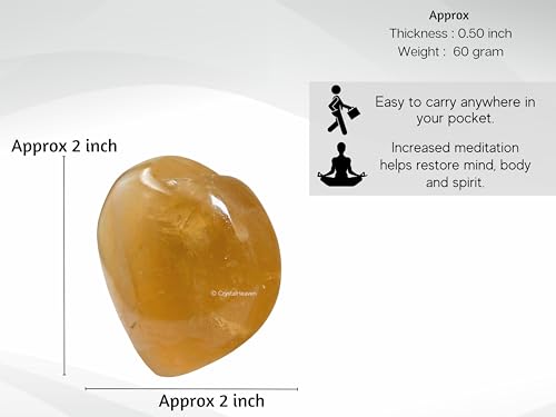 Image of Crystal Heaven Certified Citrine Heart Palm Pebbles Stones For Anxiety Stress Relief Massage-Aaa Grade Original Healing Gemstone Agate Heart Palm Stone For Yoga Meditation Spiritual